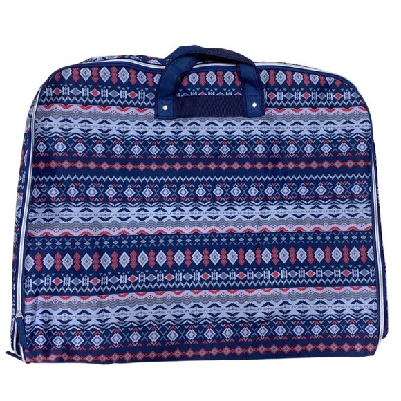 Aztec Print Fabric Garment Bag With Metal Hanger Travel Organizer With Multiple - Picture 2 of 5